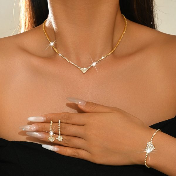 Gold-Plated Cubic Zirconia Three-Piece Jewelry Set