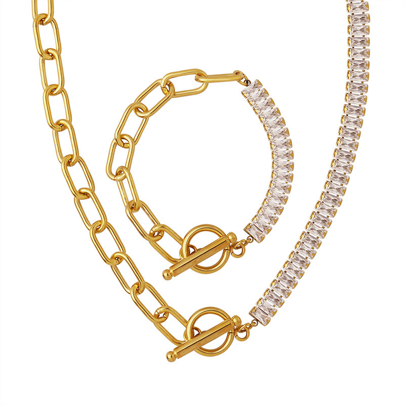 European-Style Zircon OT-Clasp Chunky Chain Bracelet - Image 2
