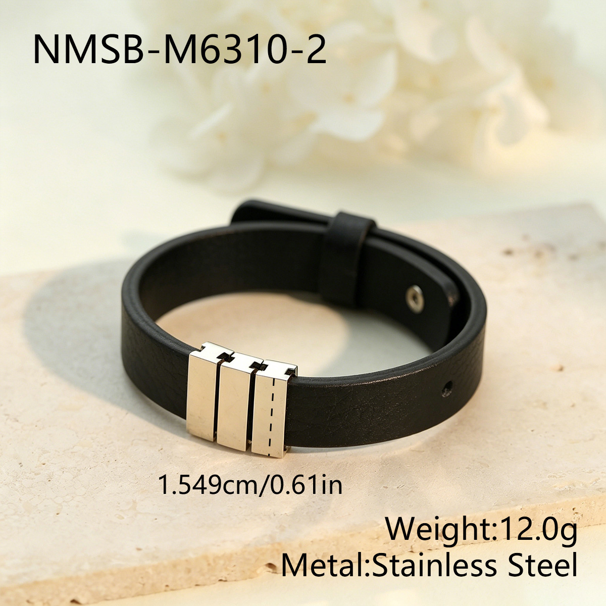 Minimalist Leather Magnetic-Clasp Bracelet - Image 4