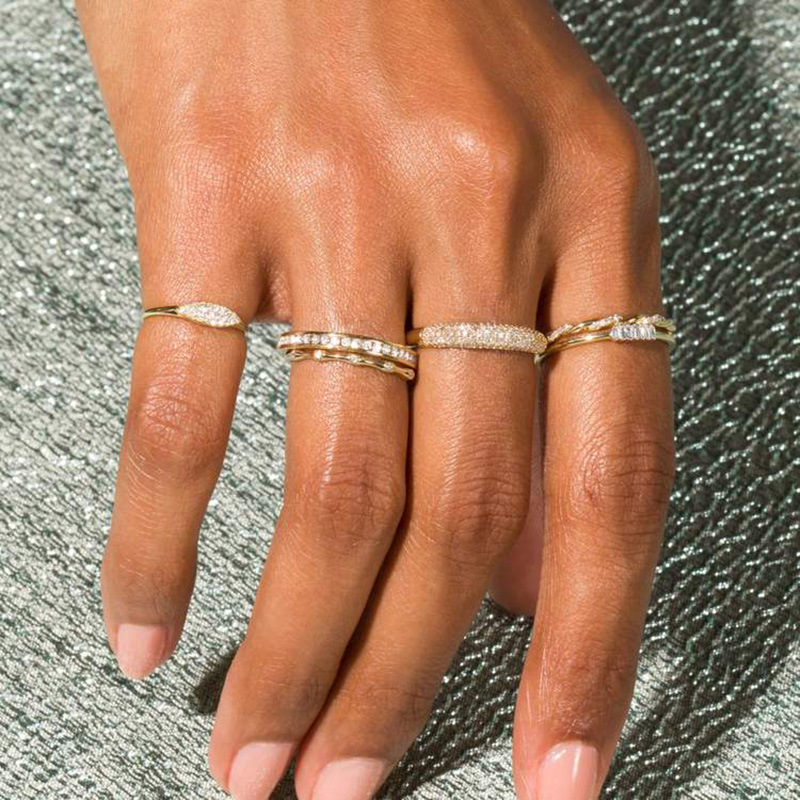 Women’s Gold-Plated Minimalist Zircon Ring