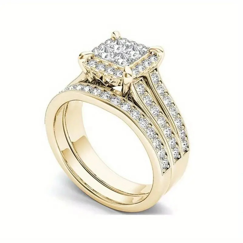 Gold-Plated Zircon-Inlaid Ring for Women - Image 2