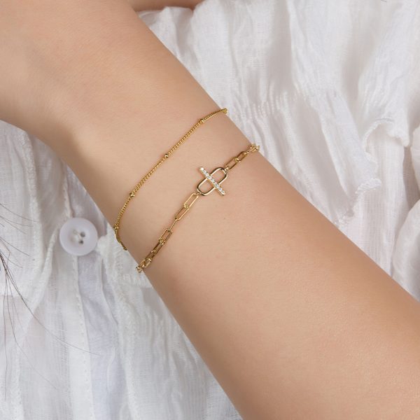 Gold-Tone Geometric Silver Bracelet