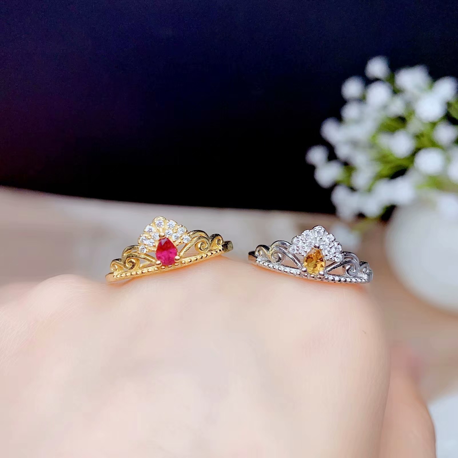 925 Silver Adjustable Water Drop Ring - Image 5