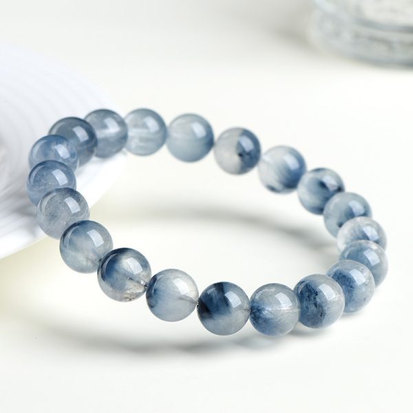 Blue Rabbit Hair Crystal Beaded Bracelet