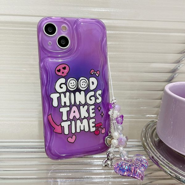 Purple Graffiti Love Chain Phone Case for iPhone 14