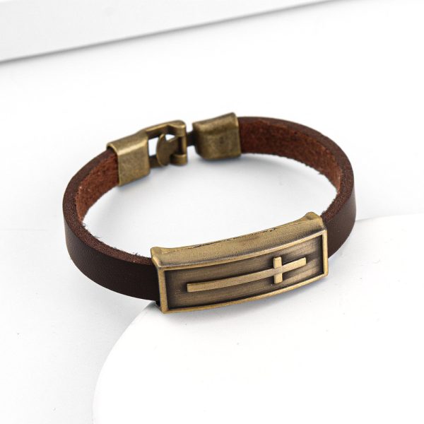 Vintage Brown Cross Bracelet