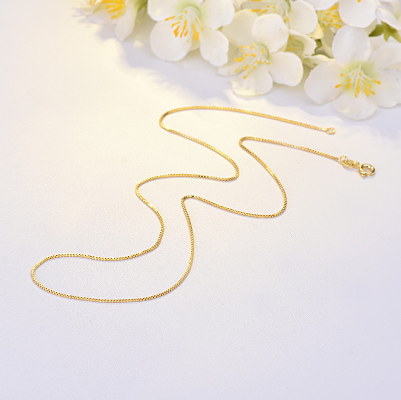 Gold-Plated Copper Box Chain Necklace - Image 4