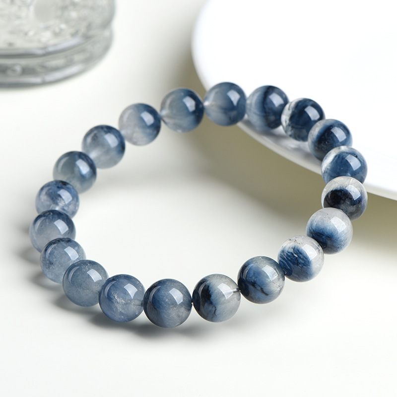 Blue Rabbit Hair Crystal Beaded Bracelet - Image 2