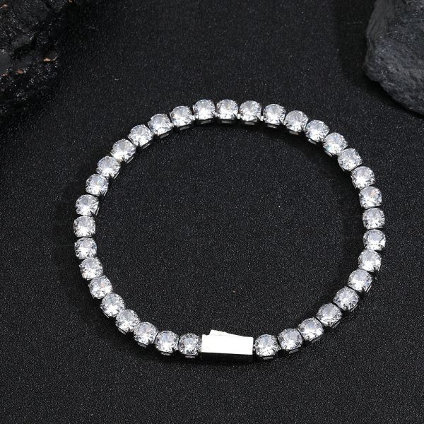 Spring-Clasp Zircon Titanium Steel Bracelet