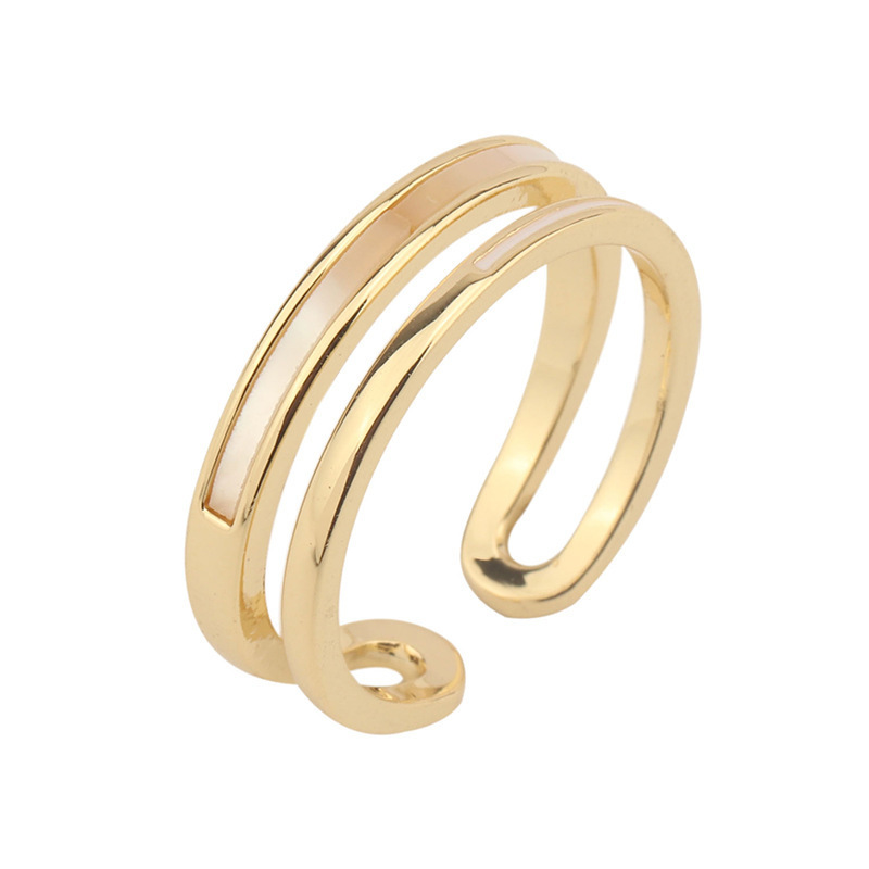 Korean-Style Women’s Double-Band Geometric Ring - Image 3