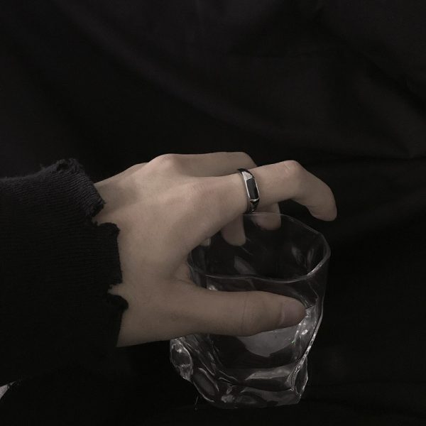 Versatile Black Oval Titanium Steel Ring