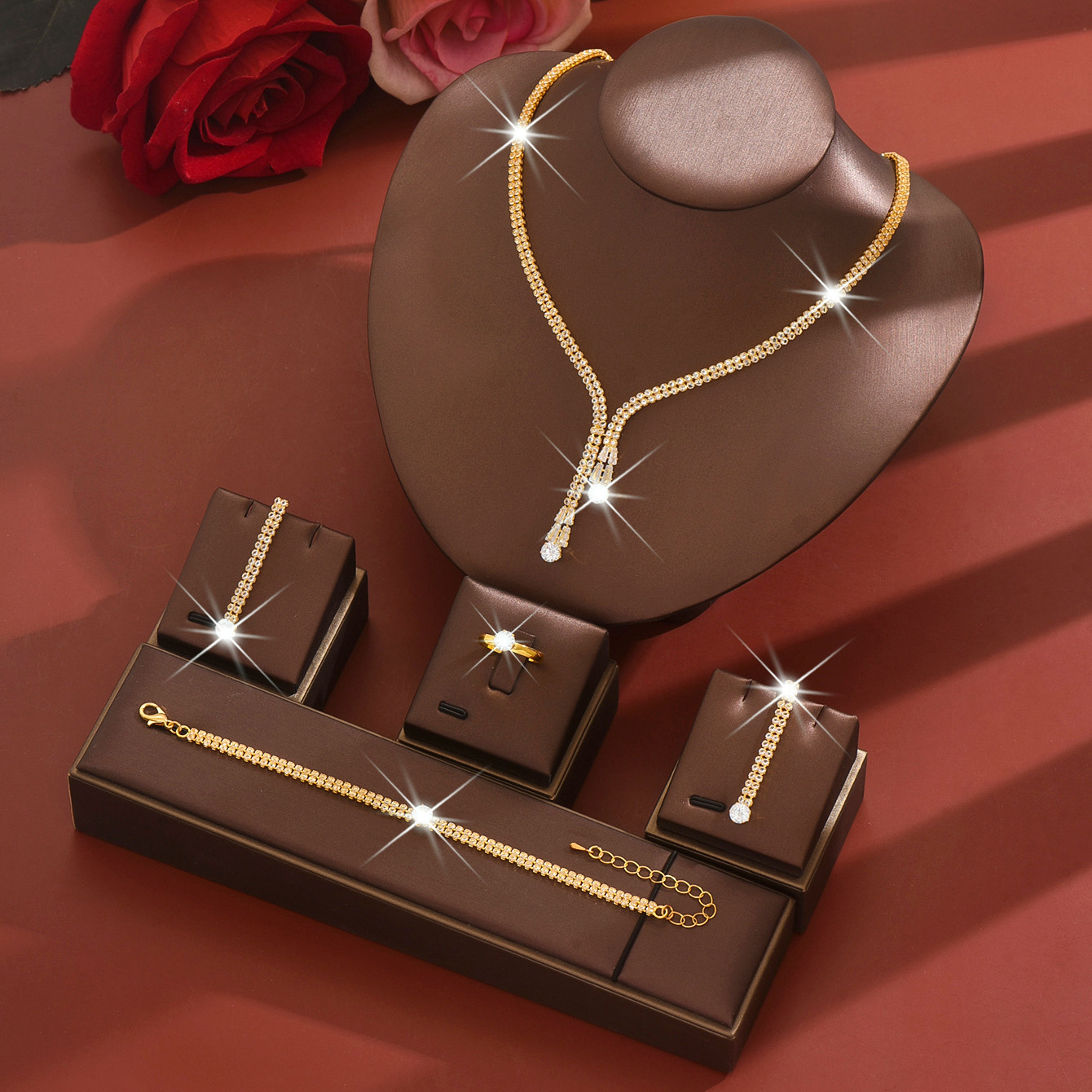 Marquise Zircon Necklace and Earrings Set - Image 7