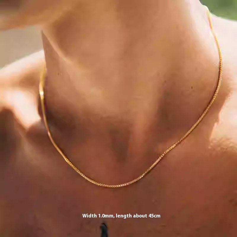 Gold-Plated Copper Box Chain Necklace - Image 3
