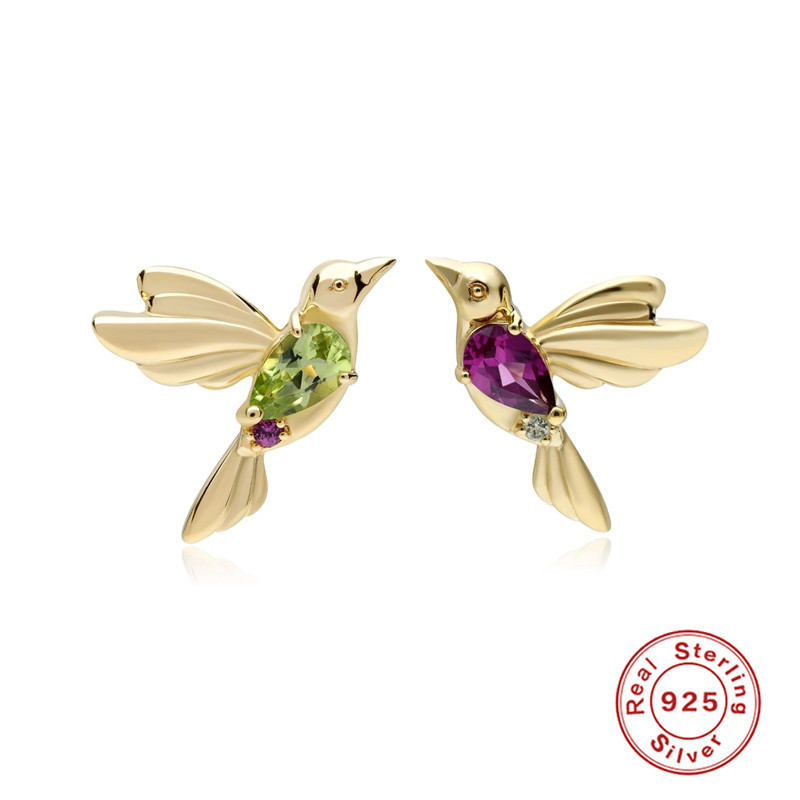 S925 Gold-Plated Hummingbird Stud Earrings - Image 7