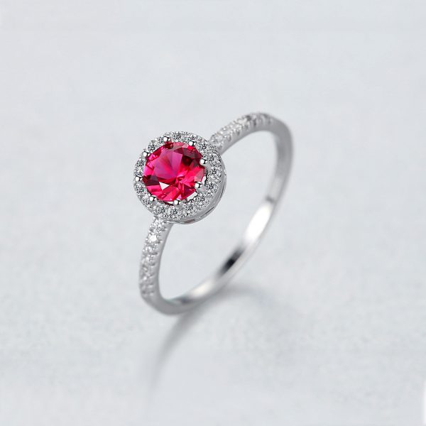 925 Silver-Style Single-Row Ruby Ring for Women
