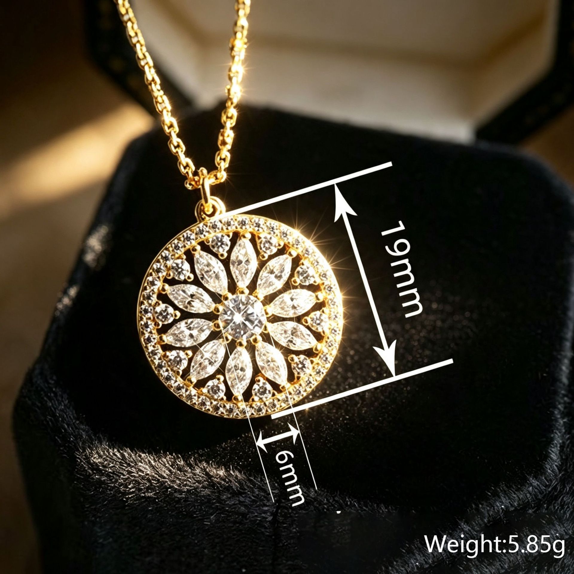 Gold-Plated Sunflower Compass Medallion Necklace - Image 5