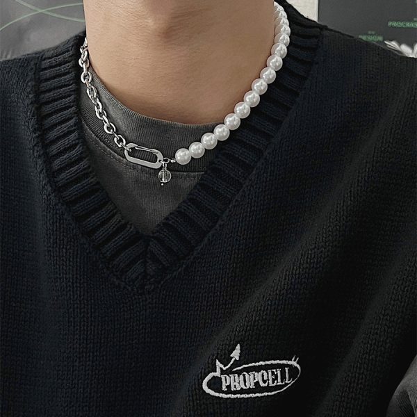 Spliced Geometric Titanium Steel Necklace