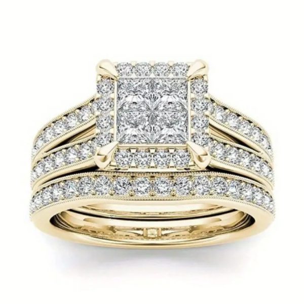 Gold-Plated Zircon-Inlaid Ring for Women